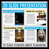 Plagiarism Lesson - Presentation, One Pager Assignment, and MLA Formatting Book