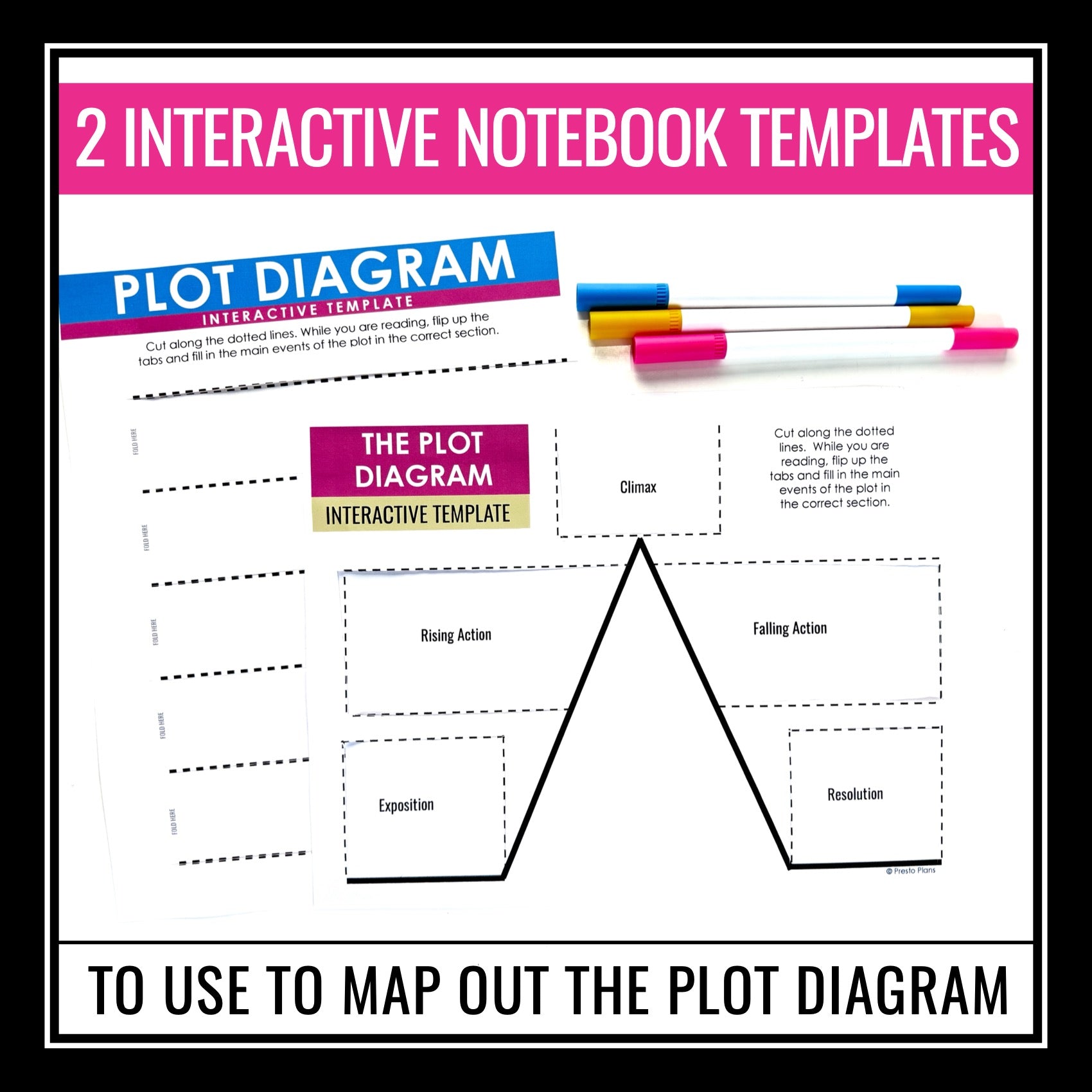 Plot Diagram Interactive Notebook Templates - Plot Elements for Novels ...