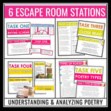 Poetry Escape Room Activity - Poetic Form, Analysis, & Literary Devices Game