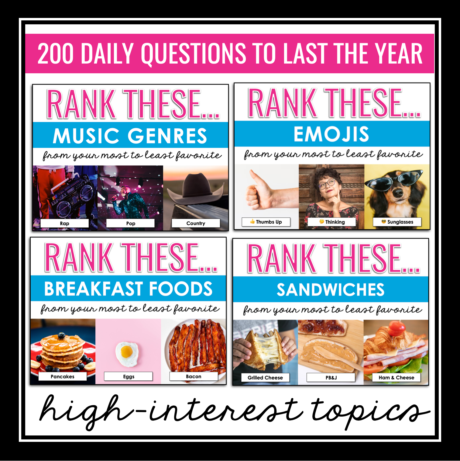 Attendance Questions or Bell Ringers Fun Back to School Ranking Slides ...