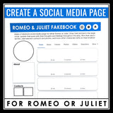 Romeo and Juliet Character Assignment - Create a Character Social Media Account