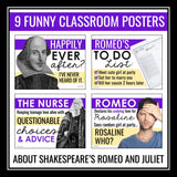 Romeo and Juliet Posters - Funny Classroom Bulletin Board Decor - Shakespeare