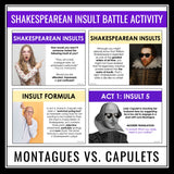 Romeo and Juliet Activity - Shakespeare Insult Battle Montagues vs Capulets Game