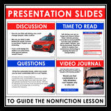 Nonfiction Reading Comprehension Article and Activities - Self-Driving Cars