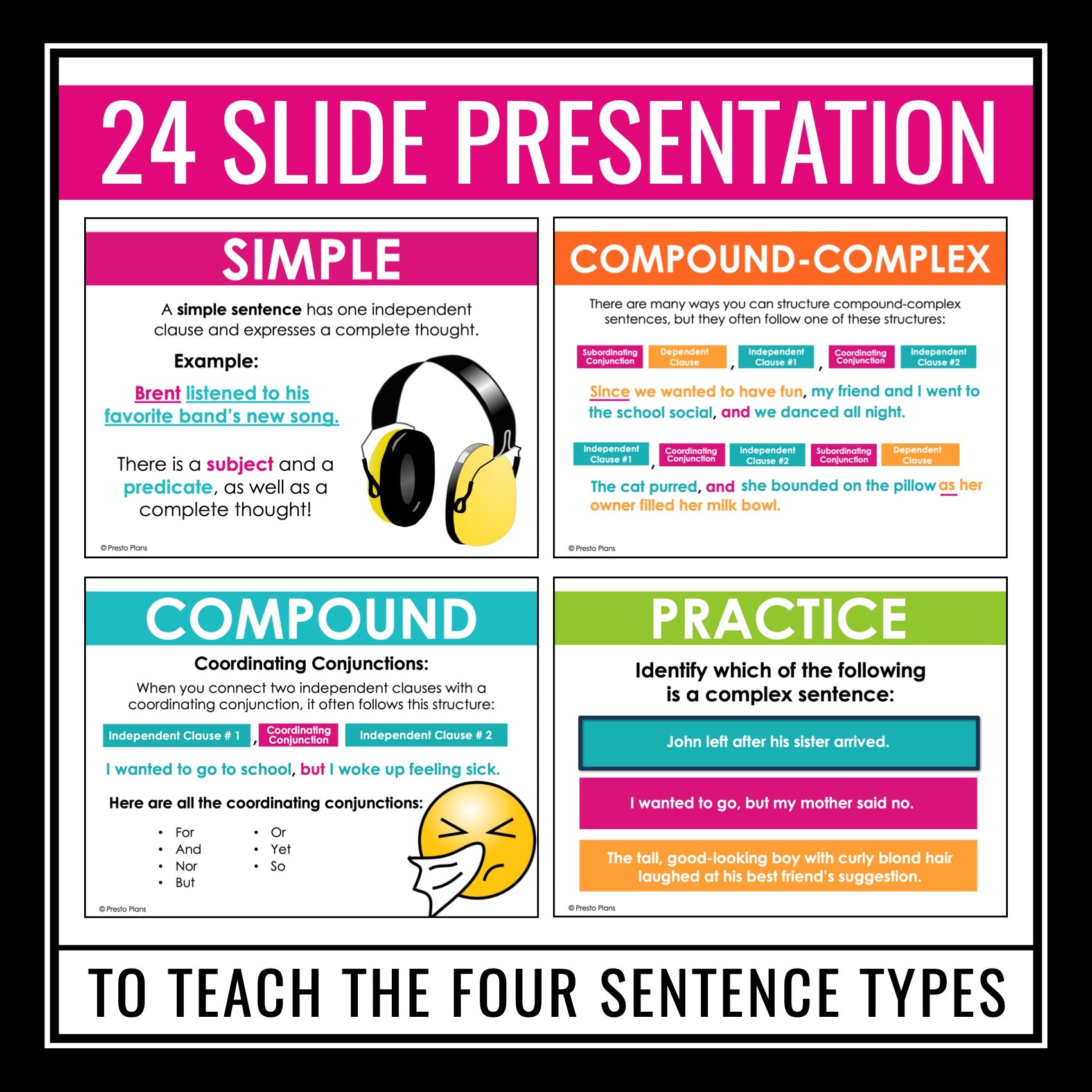 Sentence Structure Lessons Sentence Structure Types - Simple, Compound, Complex, Compound-Complex ...
