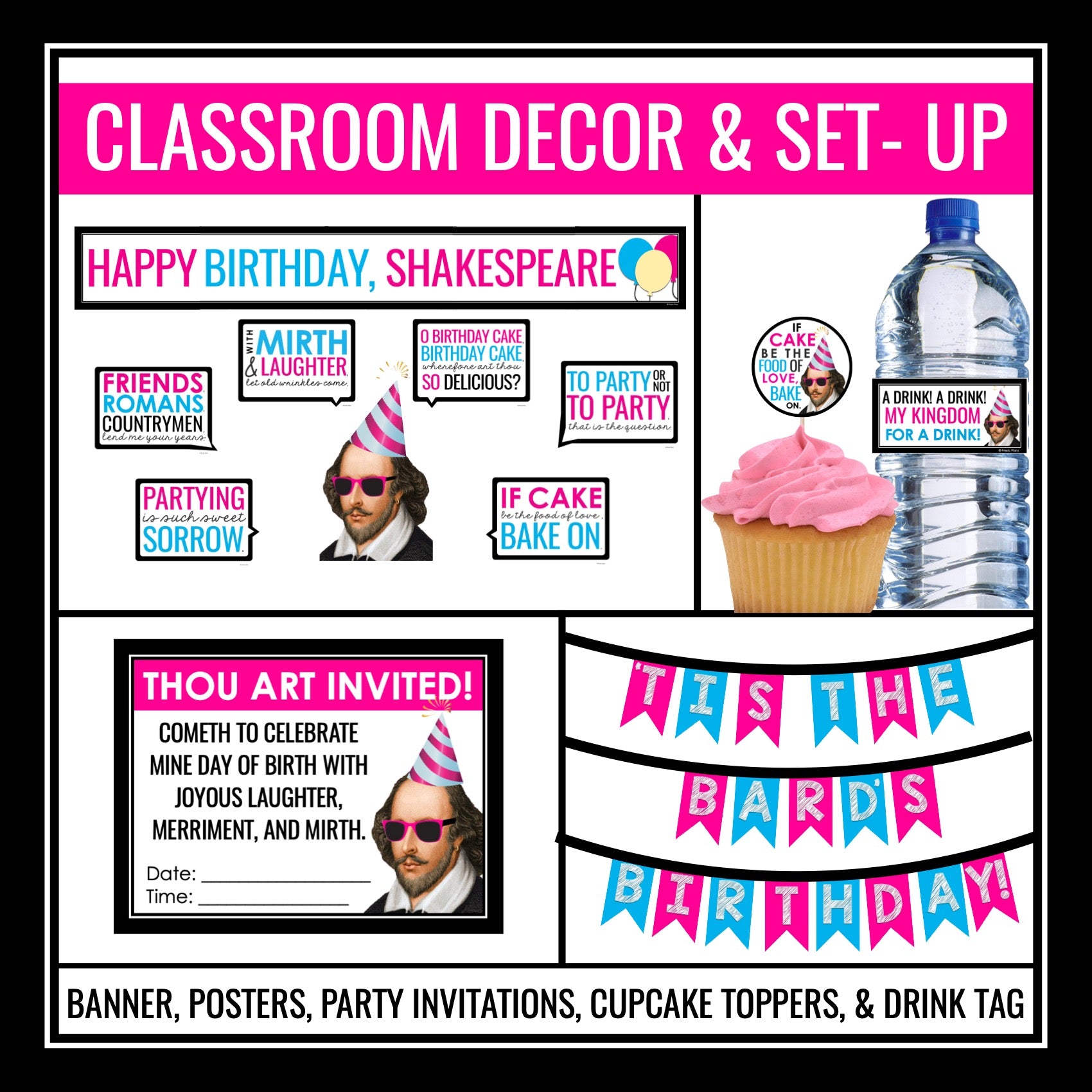 Shakespeare Birthday Party - Classroom Decor, Posters, Activities, and –  Presto Plans, image size:1700x1700