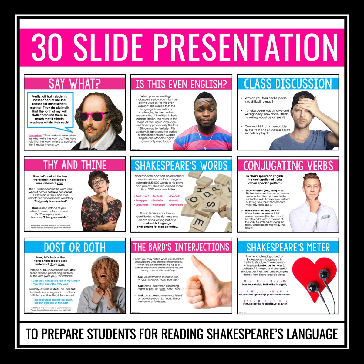 Shakespeare's Language Introduction - Vocabulary Presentation and Fun ...