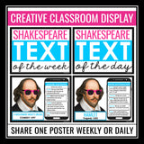 Shakespeare Posters - Text Messages Bulletin Board Display ELA Class Decor