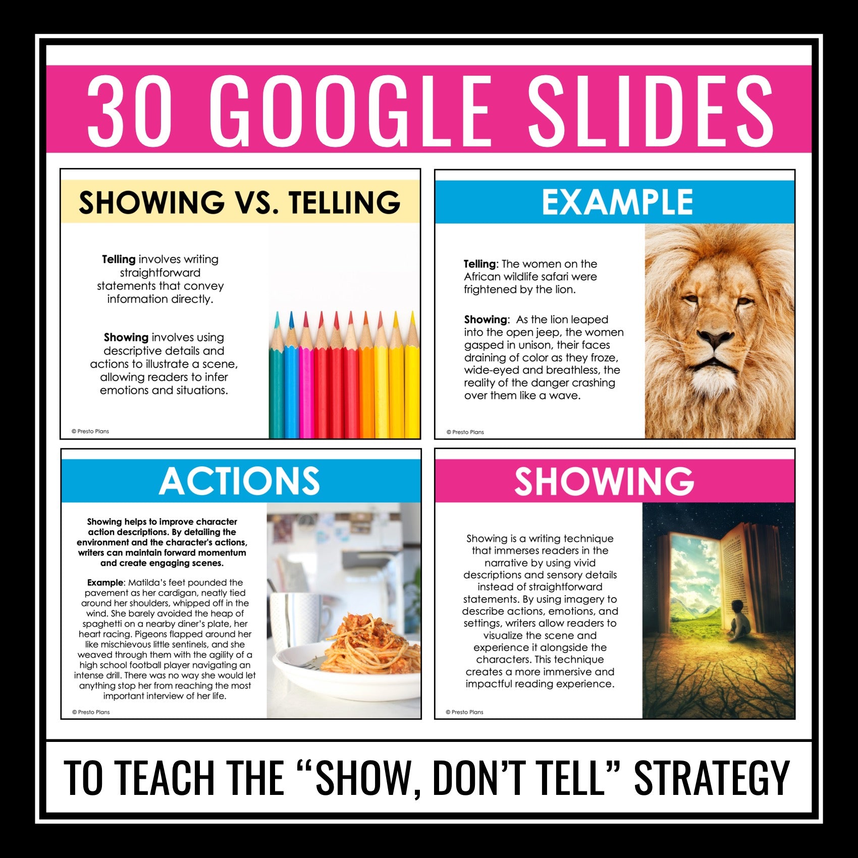 Showing vs. Telling Writing Descriptive Strategy Digital Slides and Ac ...