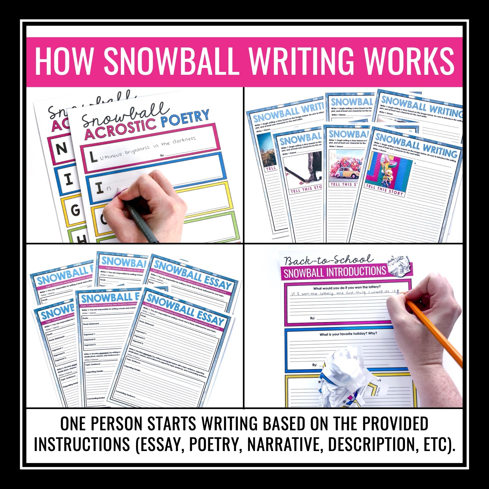 Collaborative Writing Activities and Assignments Bundle - Snowball Wri ...