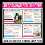 Grammar Bell Ringers and Task Cards - Editing Social Media Post Grammar Activity