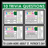 St. Patrick's Day Trivia Game - Classroom Competition Interactive Holiday Game