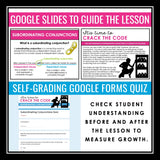 Subordinating Conjunctions Escape Room Grammar Digital Activity, Slides & Quiz
