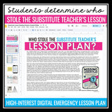 Emergency Sub Plan Activity – Who Stole the Sub Lesson? Digital Reading Mystery