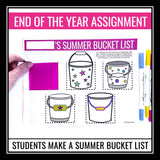 End of the Year Activity - Summer Bucket List Interactive Notebook Assignment