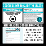 Synonyms Vocabulary Word Escape Room Digital Activity, Google Slides, and Quiz