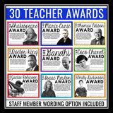 End of the Year Teacher Awards - Famous People School Staff Award Certificates