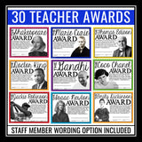 End of the Year Teacher Awards - Famous People School Staff Award Certificates