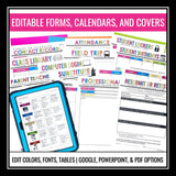 Teacher Binder - Editable Teacher Planner Forms, Covers, Calendars - Middle High