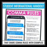 Comma Task Cards Activity and Poster - Correcting Comma Errors in Text Messages