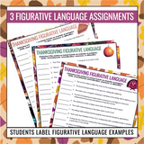 Thanksgiving Figurative Language Assignments - Literary Devices Activity