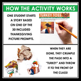 Thanksgiving Writing Activity - Turkey Toss Collaborative Story Writing Activity