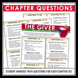 The Giver Questions - Comprehension and Analysis Reading Chapter Questions