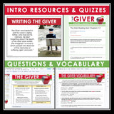 The Giver Unit Plan - Lois Lowry Novel Study Reading Unit - Digital Version