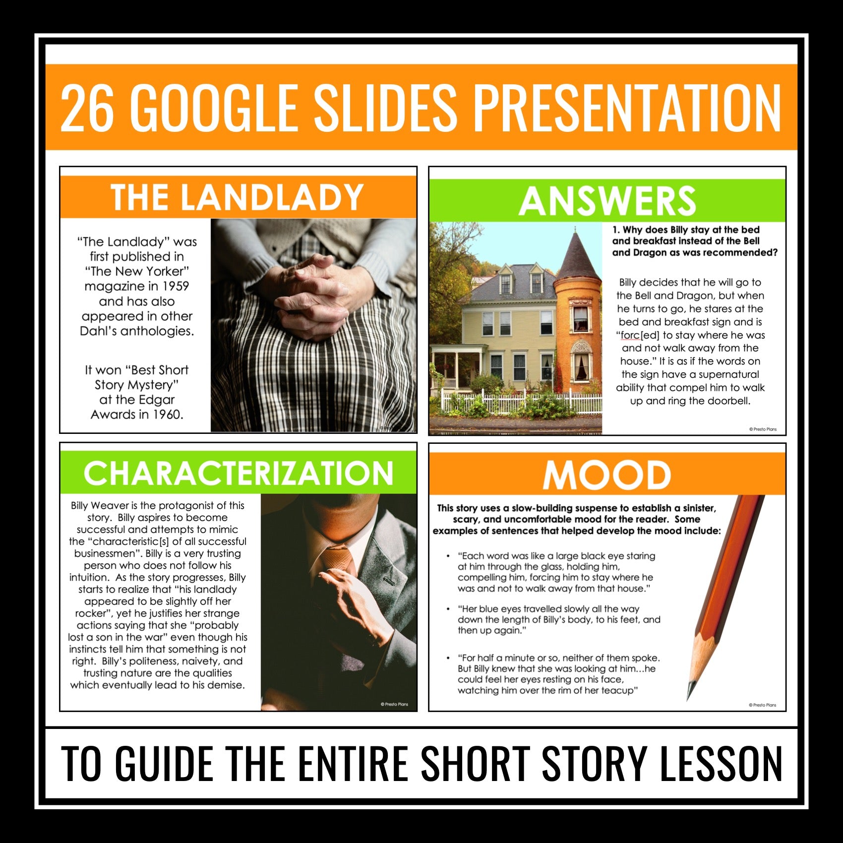 The Landlady by Roald Dahl - Digital Short Story Slides 