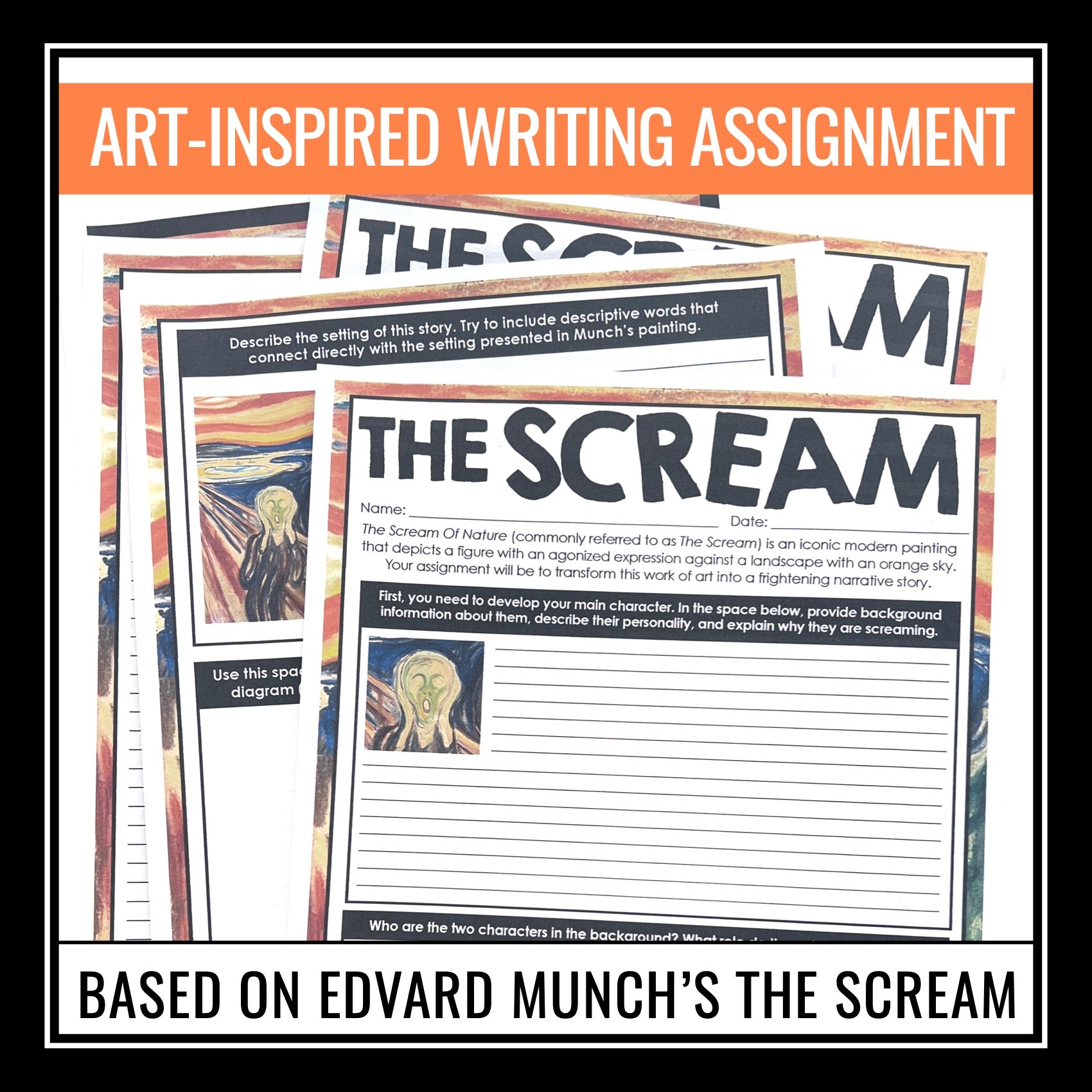 Halloween Writing Activity - Narrative Inspired by The Scream by Edvar ...