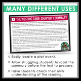 The Westing Game Chapter Summaries - Plot Summary Cards for Ellen Raskin's Novel
