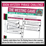 The Westing Game Activity - Idiom Mystery Phrase Figurative Language Game