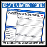 Valentine's Day Character Analysis Assignment For Any Reading - Dating Profile