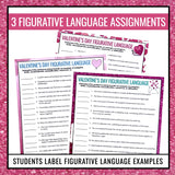 Valentine's Day Figurative Language Assignments - Literary Devices Activity