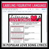 Valentine's Day Figurative Language in Love Songs - Lyrics Assignments - Digital