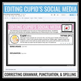 Valentine's Day Digital Grammar Activity Editing Errors in Cupid's Social Media
