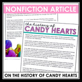 Valentine’s Day Reading Comprehension Article & Assignment - Candy Hearts