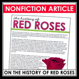 Valentine's Day Reading Comprehension Article & Assignment - Red Roses
