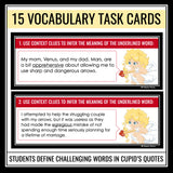 Valentine's Day Vocabulary Activity - Cupid's Dictionary Task Cards Definitions