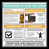Vocabulary in Context Presentation & Escape Room Reading Activity Game