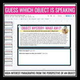 Inference Activity: What Am I? Mystery Object Task Cards Digital Reading Game