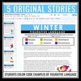 Winter Figurative Language Digital Assignments -  Literary Devices Activity