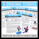 Winter Figurative Language Stories Assignments -  Literary Devices Activity