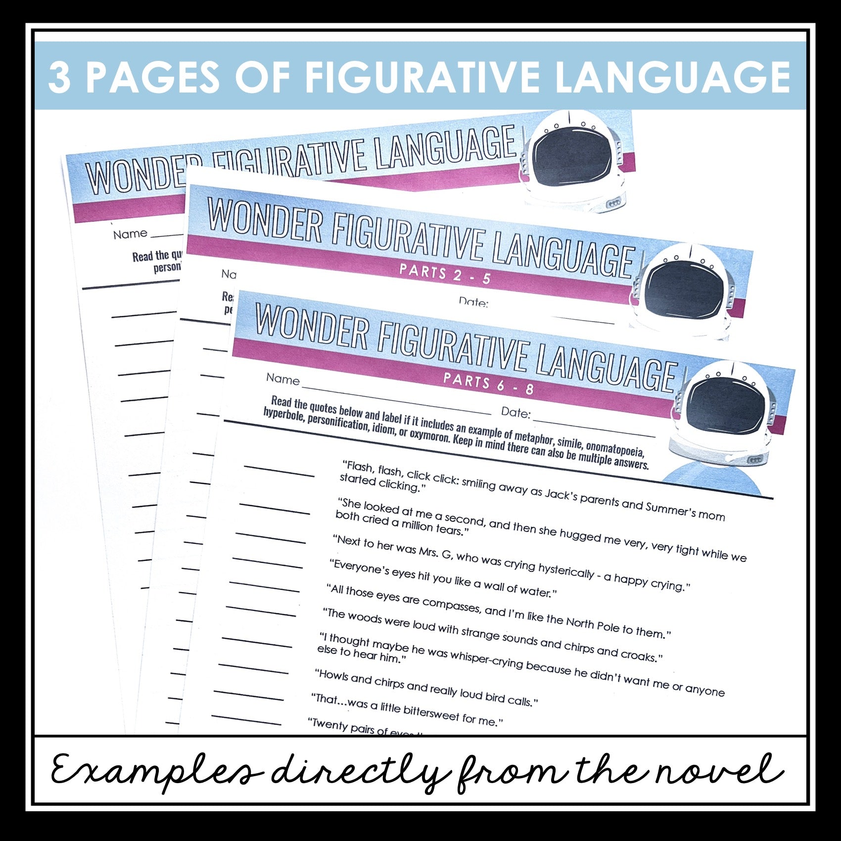 Wonder by R.J. Palacio Figurative Language Assignments and Answer 