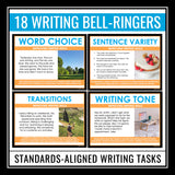 Writing Bell Ringers - Word Choice, Transitions, Tone, Sentence Variety, Prompts