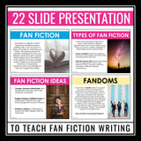 Fan Fiction Writing - Presentation, Handout, and Narrative Graphic Organizers