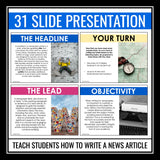 Newspaper Article Writing - Journalism Nonfiction Lesson and Graphic Organizers