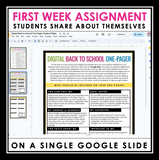 Back to School One Pager - Digital First Week Get to Know You Activity
