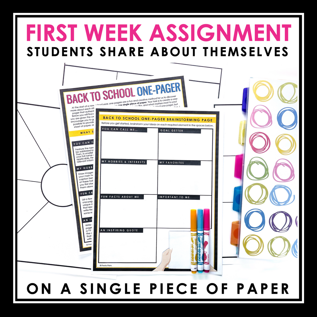 Back to School One Pager - First Week Get to Know You Activity – Presto ...