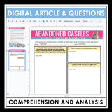 Nonfiction Reading Comprehension Digital Article & Activities Abandoned Castles